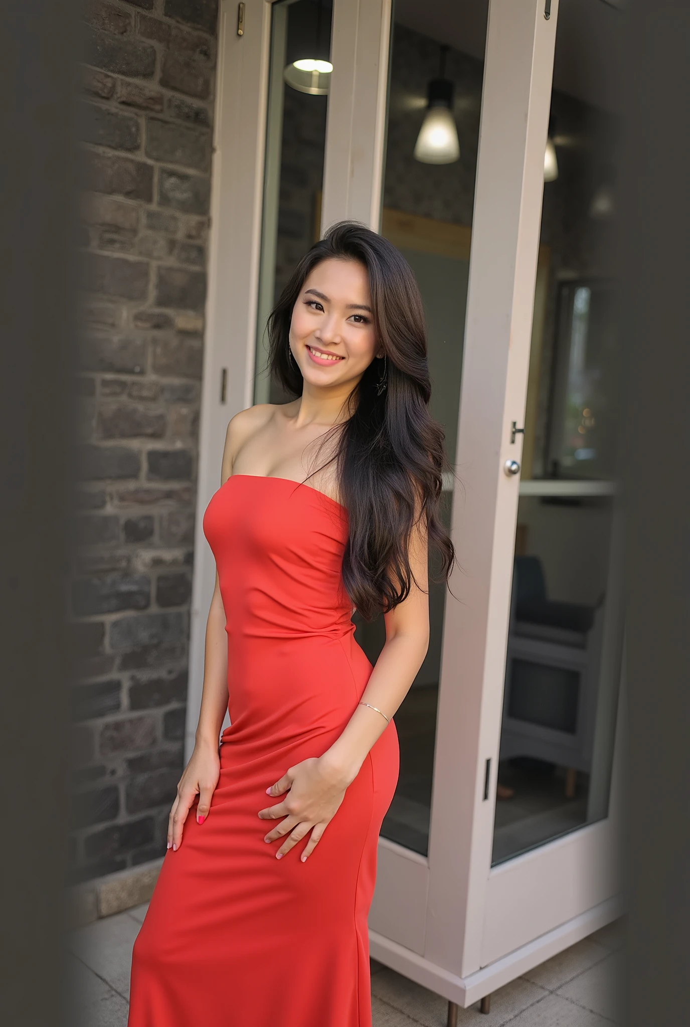 beautiful Filipina wearing French clothes, 