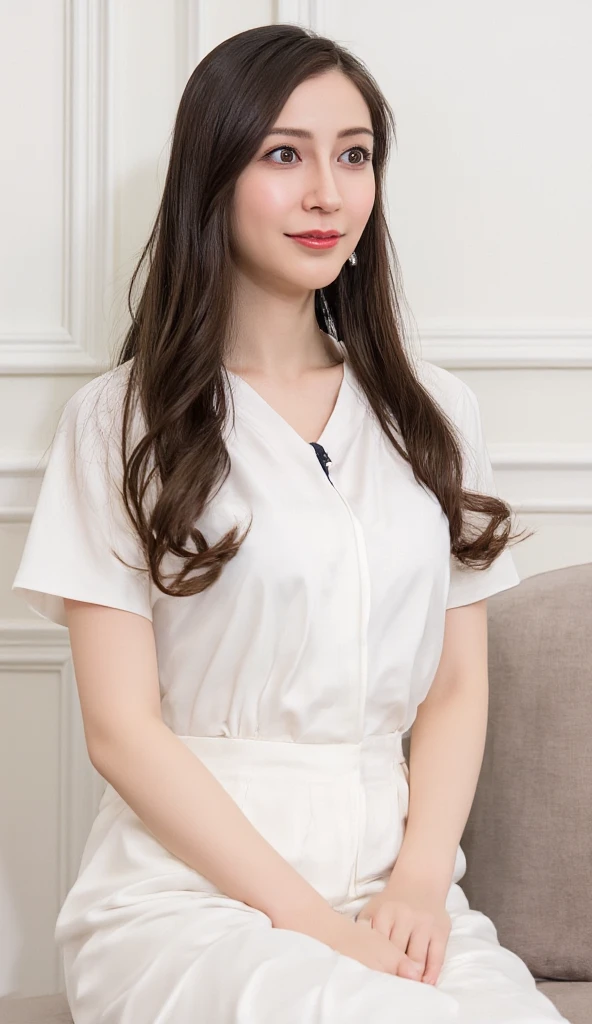 Unbelievably beautiful woman, (smoky eye makeup:0.85), (Have vaginal sex, insert it in your pussy:1.2), , Neat face, a baby face, Happy face, white blouse and white skirt, pony tail, (Best Quality, 8K, master piece :1.3), Lovely smile, emotional, (gleaming skin, Shiny hair:1.4), Indoor, master piece, Best Quality, (Ultra-detailed),