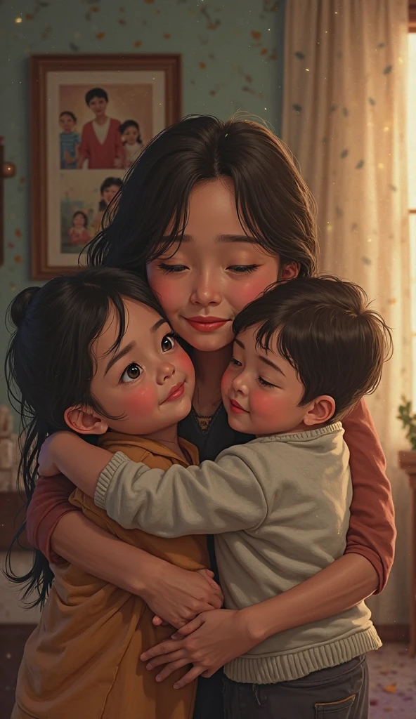 Women with her two  
children 