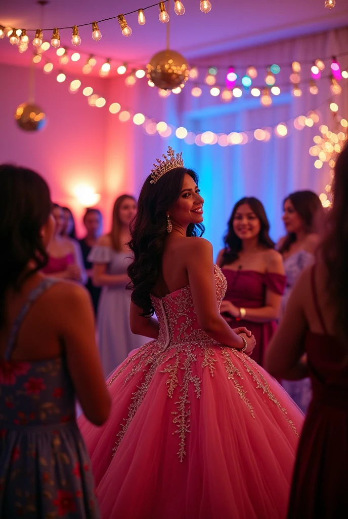 She has a fat girl at her quinceañera.