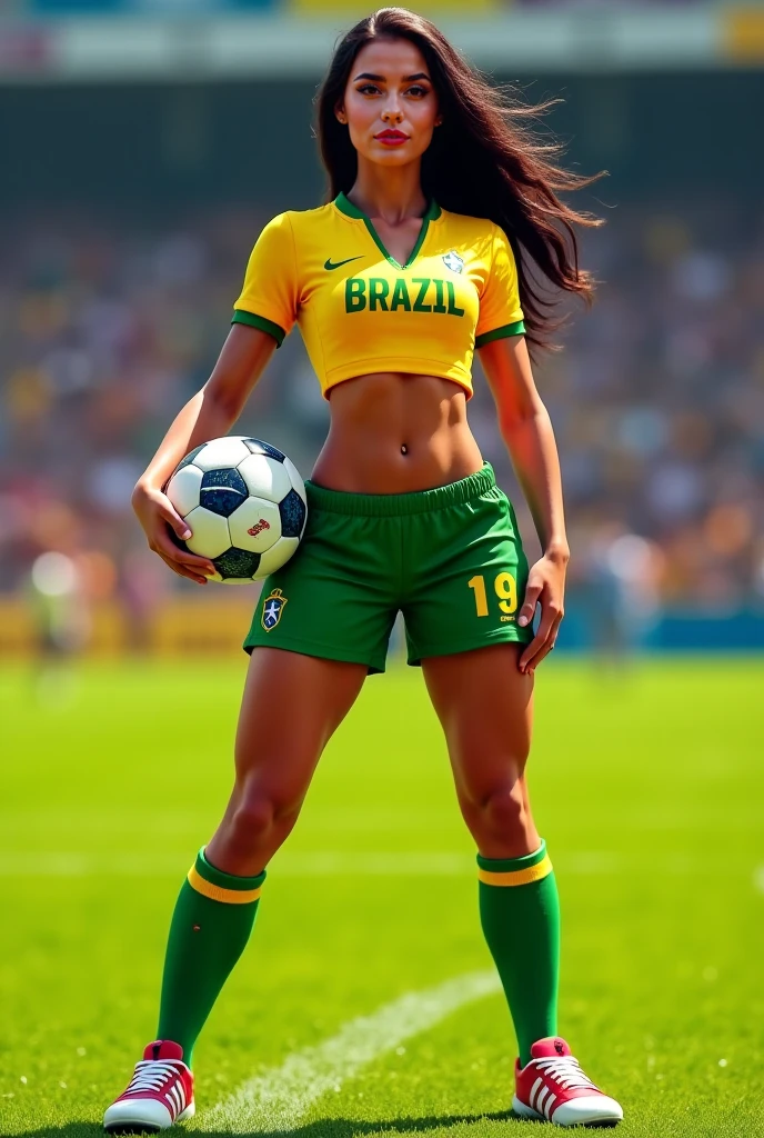 Brazilian woman (with brazil shirt) mostrando os peitos