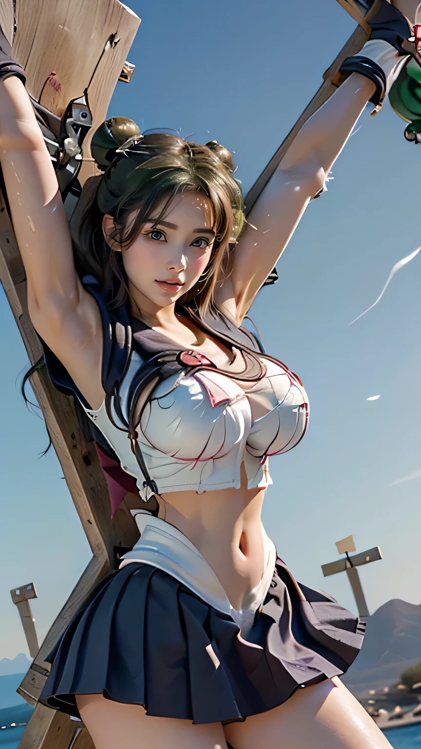 Tifa Lockhart Huge breasts Huge penis Upper body naked