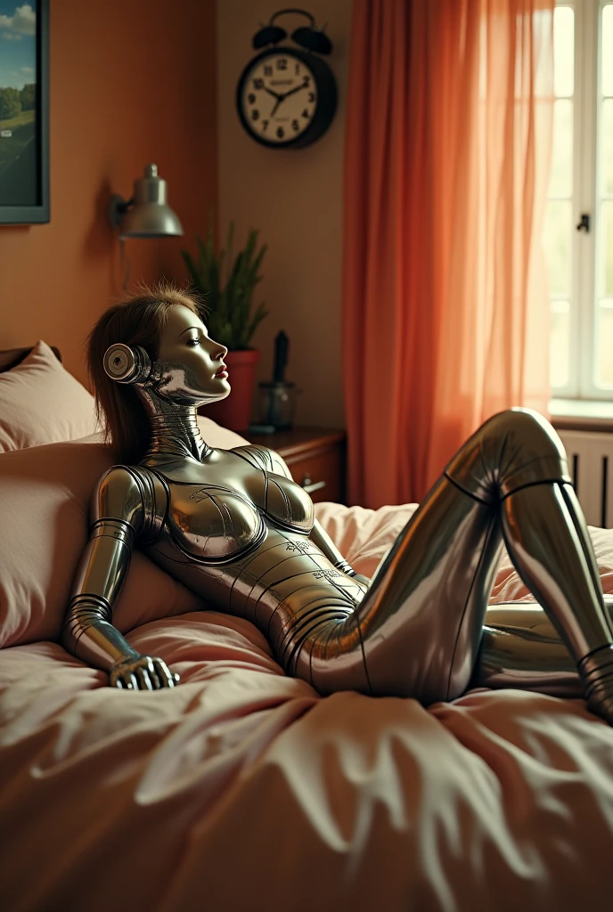 (masterpiece,best quality,ultra-detailed,best illustration:1.3), 1girl,melting,(liquid metal slime girl:1.2),(shiny skin, reflection mirror skin, shiny skin,indoors, on bed,liquid metal long hair
<lora:metal2-000004:0.55>