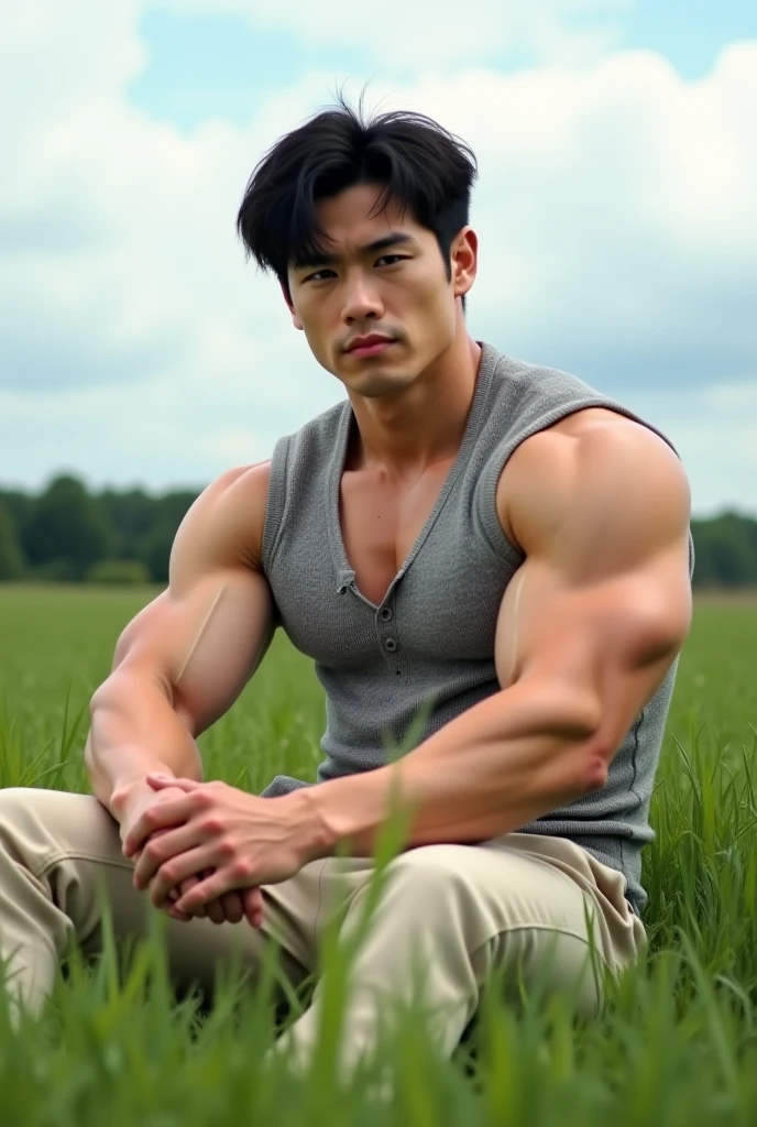 Masterpiece, best quality, high resolution, close up portrait, focus man, Focus only, Young Asian Man, pretty shirtless Sweating hairy guy hiking, Looking down at the camera angle, bleached blonde hair, 25 years old, Hiking and climbing, View from below, dirty, close up, Interesting view., thin and lean body, The face is beautiful, cute and masculine., Beaming, สวมเป้เดินป่าจ็อกสแตรปสีขาวdirty, Spread legs, dirty, Sweating, Hairy legs, thin, half naked, bare chest, There are mountains in the background., hiking trail, outdoor, View from below, amazing composition, HDR, Volumetric light, Special quality, elegant, Highly detailed