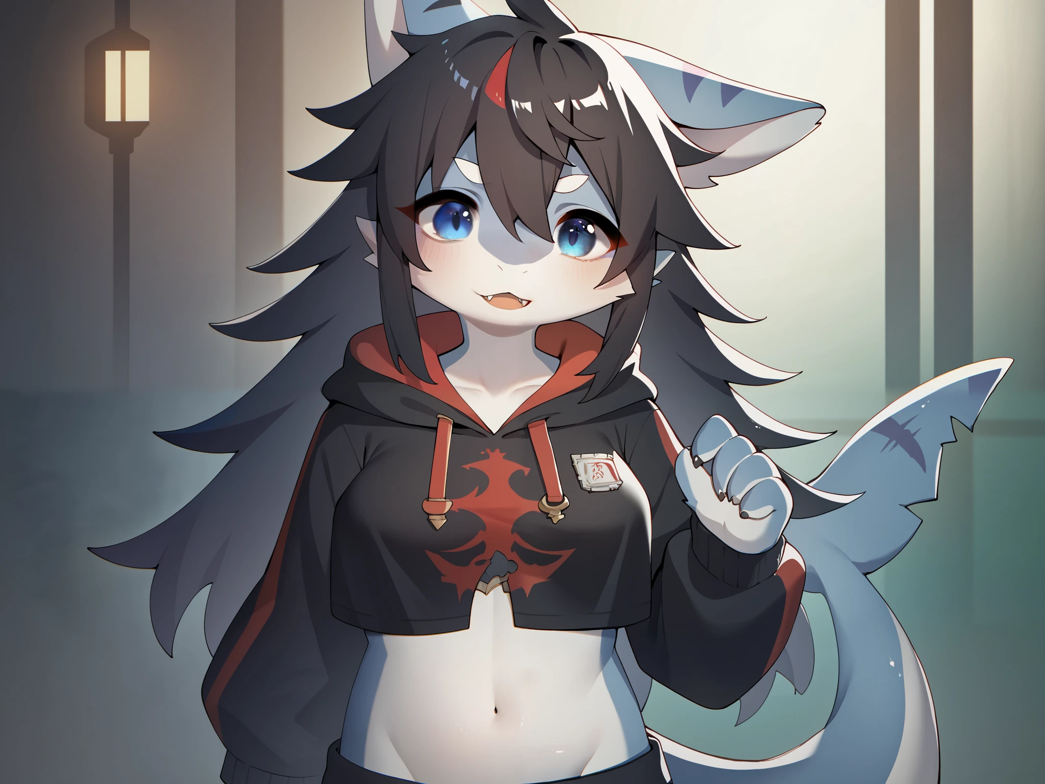 black cat
personification
big breasts
neon cloak
hairy
Japanese animation style
role conception