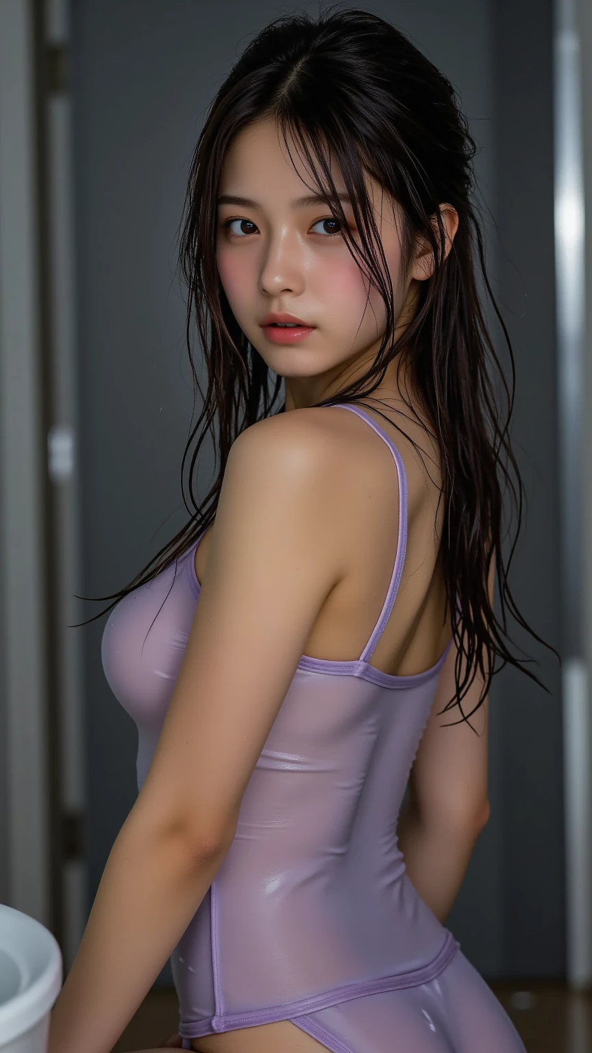 (best quality:1.2), masterpiece, Realistic, (Photo of a beautiful Japanese idol 12 years old woman:1.2), (Gaunt:1.3), (((Very flat chest:1.4))), ((Baby Face)), (Wearing a sleeveless shirt), ((Show your sweaty armpits))), More about super smelly armpits, ((There are a lot of wrinkles under the armpits:1.4)), She has skin that sweats easily, ((Armpits are wet and shiny with sweat)), ((Upper Body)), Hold on to the railing of a train, Show your armpits, (Inside the train:1.3), (Crowded train:1.3)
