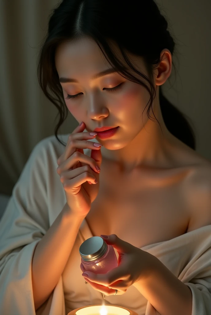 One starts her skincare routine at night and before going to bed she applies Natura's tododia bodysplash, chamomile fragrances