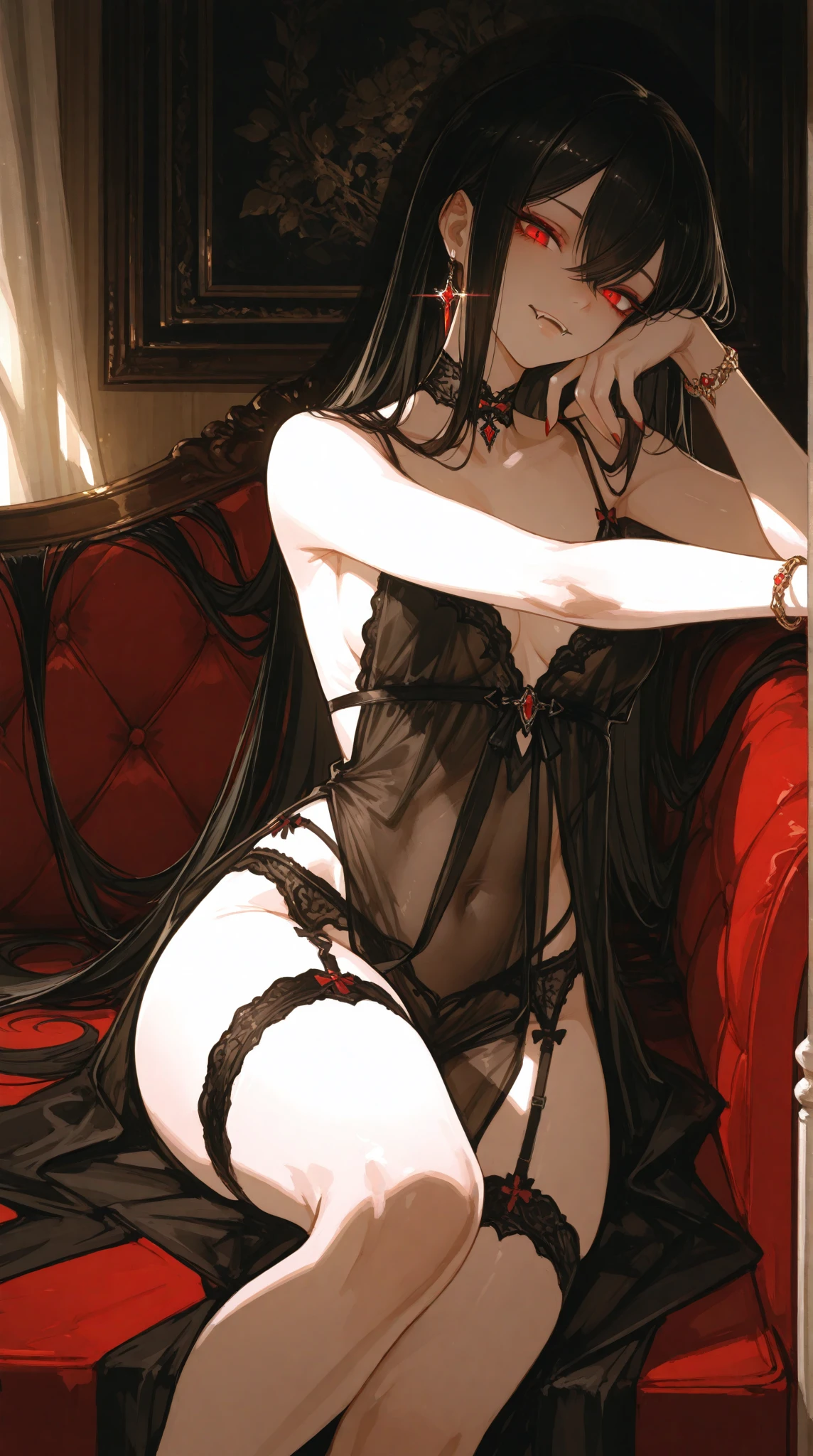 (Masterpiece, Best Quality), 1 Girl, NSFW, black Bed, Embarrassment, Show-off, Flat Chest, black Panties, Clear, Oversized Shirt, (Long red Hair: 1.4), Bra, Orgasm, Lying Down, Legs Spread, camel toe, spread legs, open legs, angry, serious, seductive