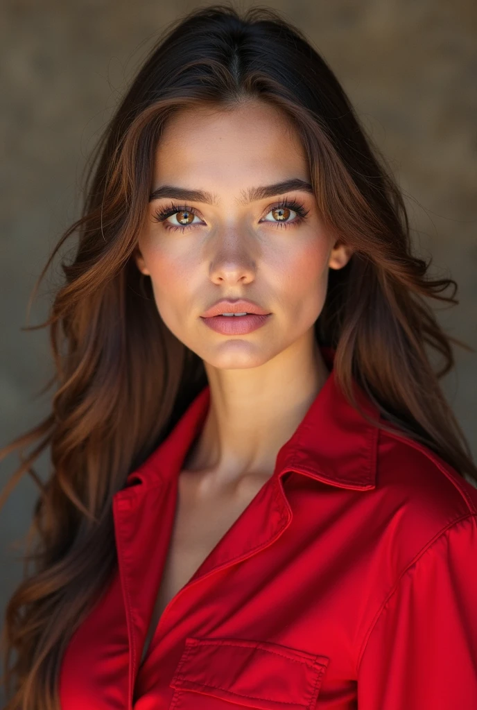 8k Linkedin professional photo of a woman in a red suit with studio lighting, bokeh, corporate portrait headshot photograph best corporate photo winner, meticulous detail, hyperrealistic, centered uncropped symmetrical beautiful.