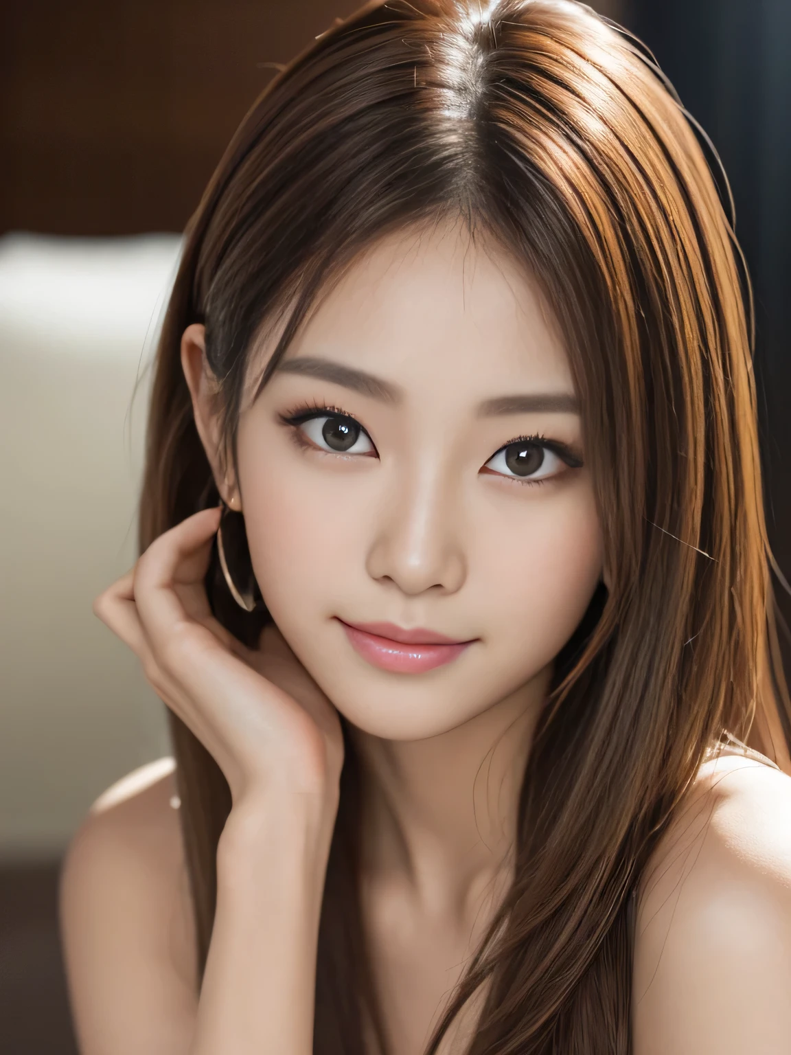 masutepiece, Best Quality, Illustration, Ultra-detailed, finely detail, hight resolution, 8K Wallpaper, Perfect dynamic composition, Beautiful detailed eyes, Suits,Medium Hair, Natural Color Lip, Random and sexy poses,Smile,Classroom、20 years girl、Lifelike face、real looking skin、Realistic eyes、cute little