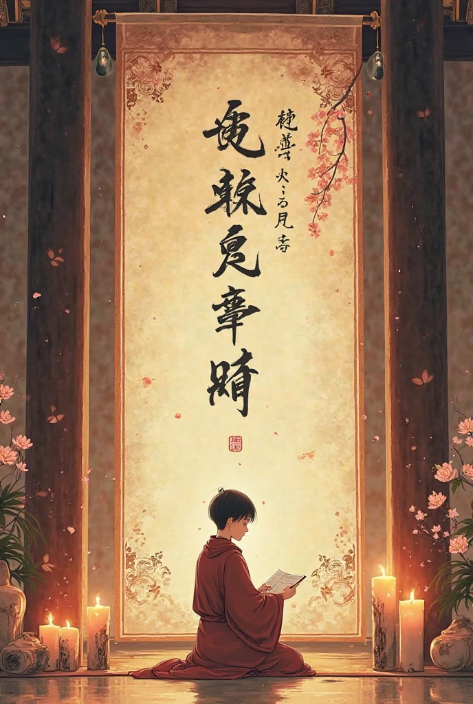 1 boy,Young scholars of ancient China，holding a golden paintbrush，Writing is in full swing，(Transparent luminous Chinese characters suspended in mid-air:2)，（Plain text background：2），Vertical text，Sparkling，scholar in blue robe，Long flowing hair flutters in the wind，16k, hyper HD, A high resolution, The is very detailed, best images quality,dynamicposes，(20 columns of Chinese characters:2)，Lined up neatly