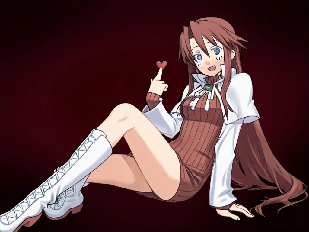 Twintail, red haired, 1girl, (grey eyes1.2), well toned, well built, muscled, toned muscles, (masterpiece), best quality, highres, solo, ribbon, white ribbon, hair ribbon, brown jacket, jacket, long sleeves, smiling, indoors, classroom background, standing, looking at the viewer, (ddlc school uniform:1.5), (showing sweating naked pussy:1.5)、 sitting, spread legs unbuttoned uniform, lingerie, visible bra, lifted skirt, sweating, blushing, aroused, luquid dripping from her vagina, exhaling steamy air, touching her pussy