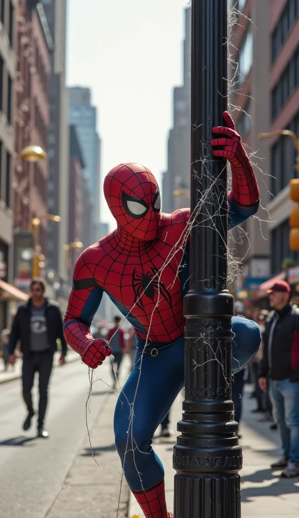 Spiderman coming back from school