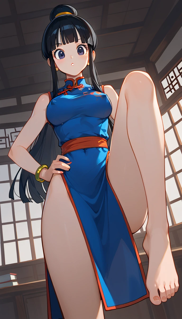 ((Highest quality、masterpiece、Anime Style、Highest quality、High resolution、8k、detailed、ultra-detailed:1.3))、Long legs、Sharp focus:1.2, Beautiful woman with perfect figure:1.4、(smile:1.2), double eyelid、30-year-old woman、Sexy pose、((((Shut your mouth.、One Woman、Chinese clothing:1.5)))),The background is another world