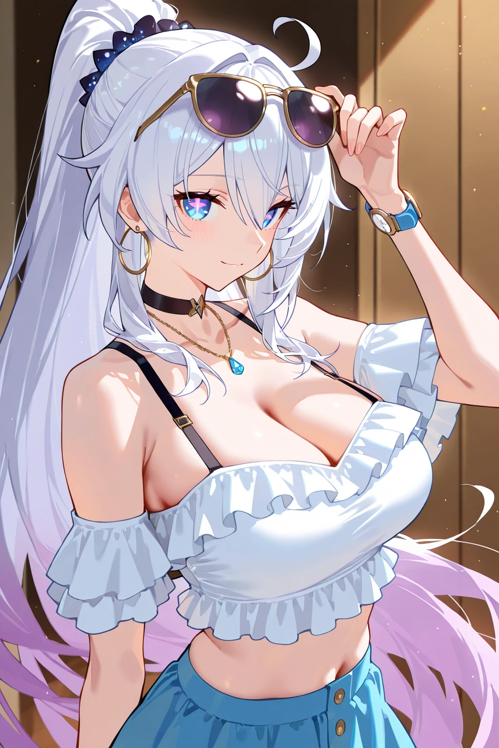 ((Highest quality)), ((masterpiece)), (detailed), high school girl, Lewd, silver Hair,Returning home,Nice body