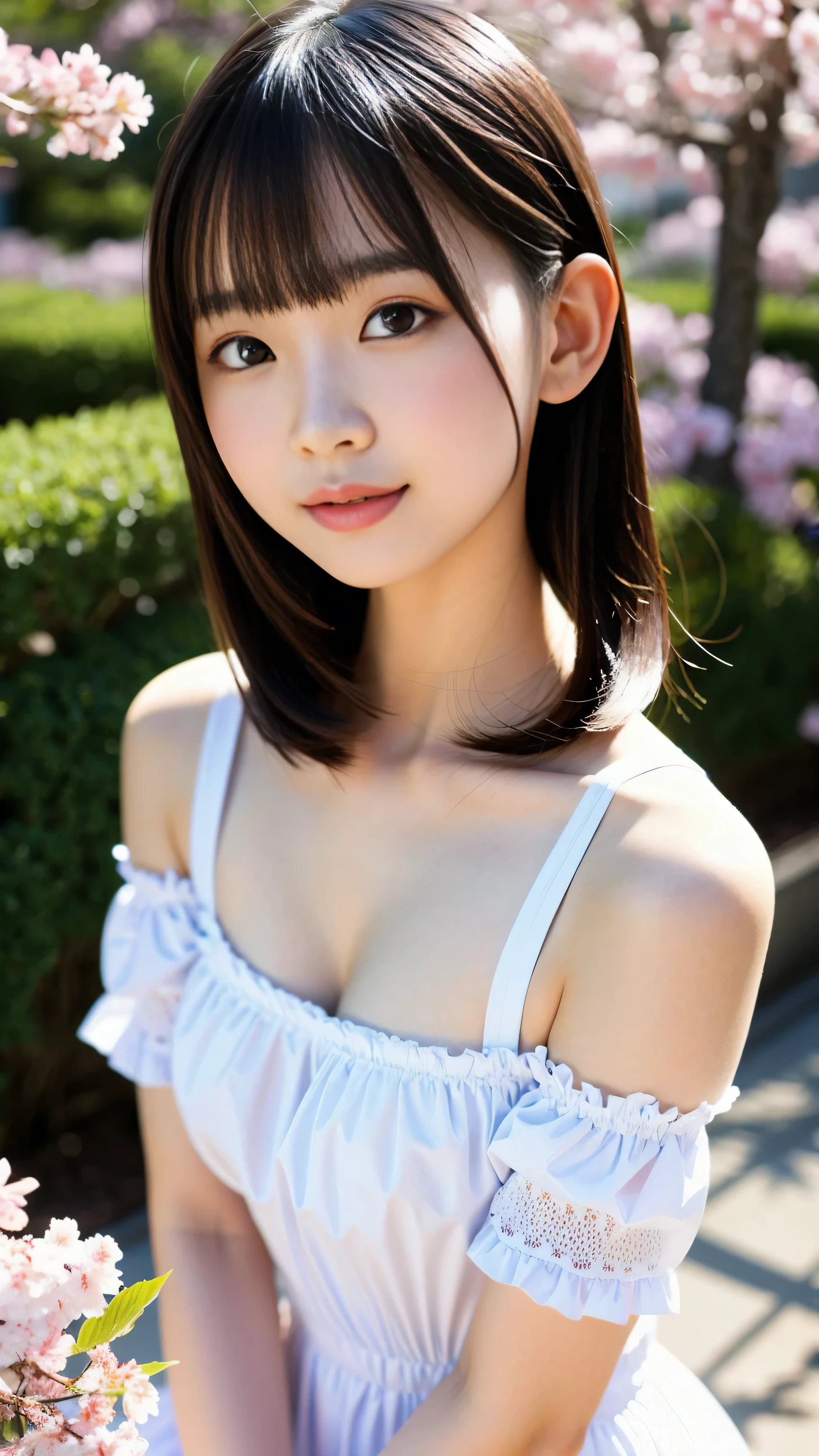 Best Quality, hight resolution, photos realistic, Detailed skin texture, Cute Girl, flat chest, Shy, Facing the camera, slim figure, ((around 10yaers old)), Charming gaze, japanaese girl, Fair skin, white underwear, youthful Appearance,