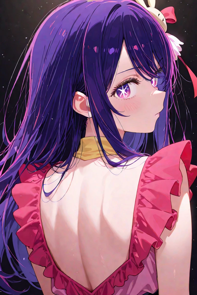 (Incredibly ridiculous absolute resolution:1.5)、(supreme: 1.5)、(top-quality: 1.5)、hight resolution、Ai Hoshino、Purple hair、Five-pointed star in the eye、one delicate naked girl、tits out、cunt、vaginal、Female genitals、on the road、Reveal madness、Show off your、Show off female genitalia