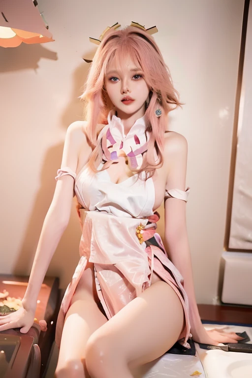 ((masterpiece)),((best quality)),1girl, blush, nervous,standing, small breast, shy,bsp, no panty,naked