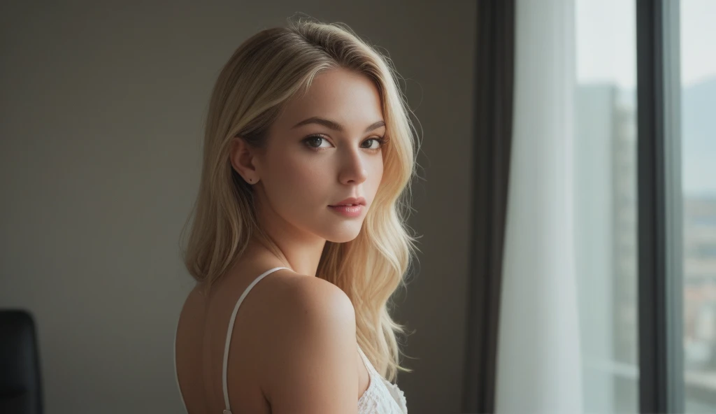 ultra-detailed,full body,beautiful teenager,blue eyes,beautiful detailed eyes,blonde hair,shoulder length blonde hair,long legs,tall,slim,posing confidently,in front of the camera,smiling gently,absolutely naked showing vagina,white blouse,cute ,brightly lit background,soft studio lighting,vivid colors,subtle bokeh effect.