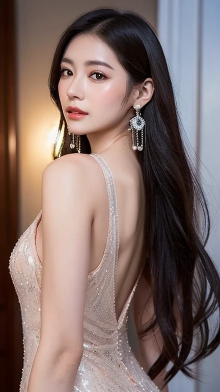 araffe asian woman with long hair and earrings posing for a picture, digital art of an elegant, beautiful anime woman, beautiful digital artwork, attractive anime girl, beautiful alluring anime woman, beautiful anime girl, elegant digital painting, beautiful gorgeous digital art, beautiful character painting, smooth anime cg art, beautiful digital art, digital art picture, beautiful girl model