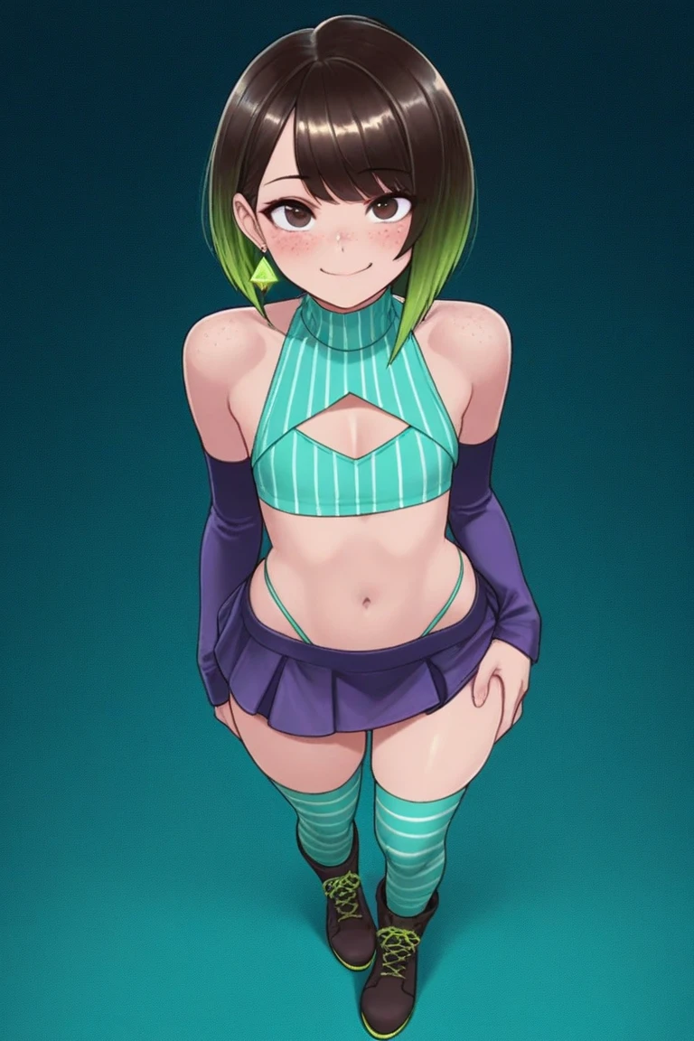 masterpiece, best quality, extremely detailed, anime, 1girl, flat chest, chubby, expressive nipples ,tight racing briefs, muscular thighs, toned thighs, (massive thighs), (massive calves), muscular calves, toned calves, small waist, small butts, sweat, wet skin, smile, inline skates, full body,