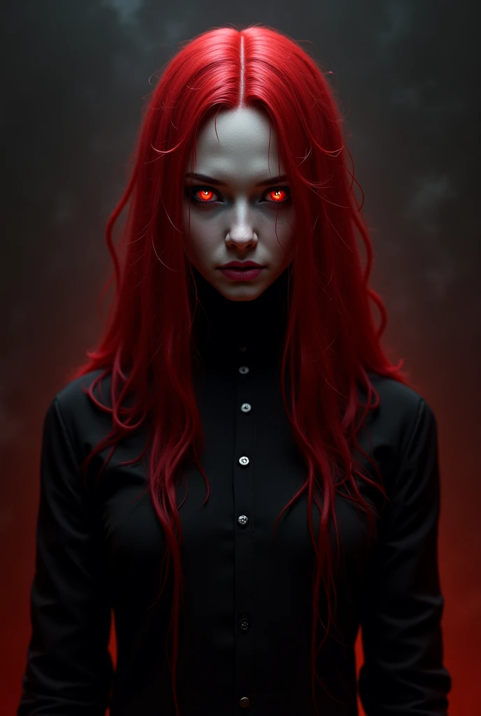 Vampire, full body, red hair, red eyes, red lips, red nails, sexy armor, high definition, blood red wings, two swords, blood red moon background