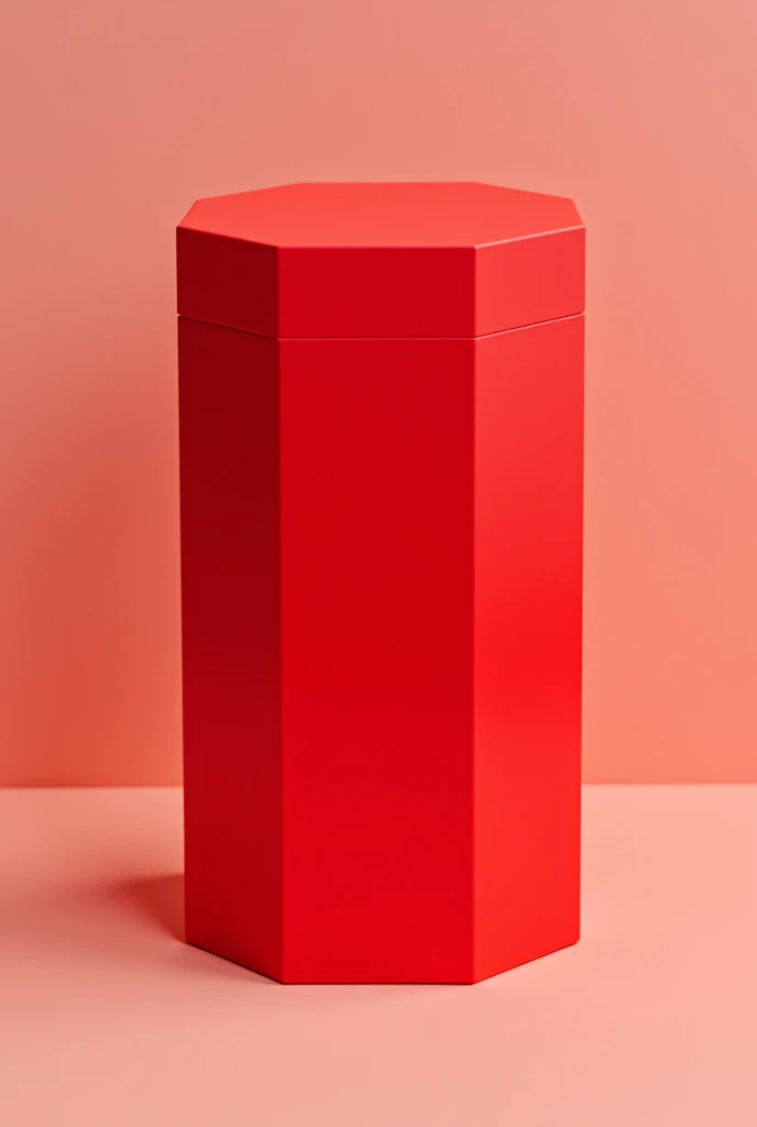 Create a vertical hexagonal cylindrical red tone New Year gift box ...