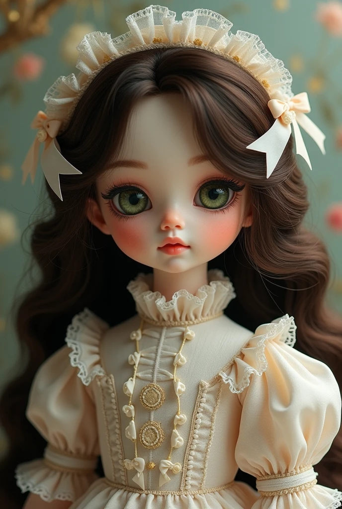 Blythe Dolls doll with dark red hair, curly, short and with bangs