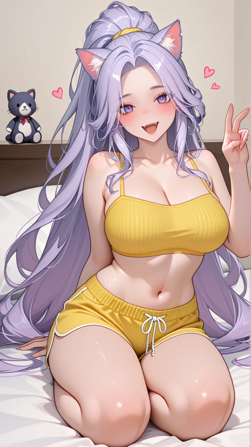 8k, 4k, Detailed, High quality, furry, female, mature female, by buta99, arctic tiger, sexy body, cute face, long white hair, pink eyes, purple pupils, tiger tail, chubby, cute bikini, open legs,