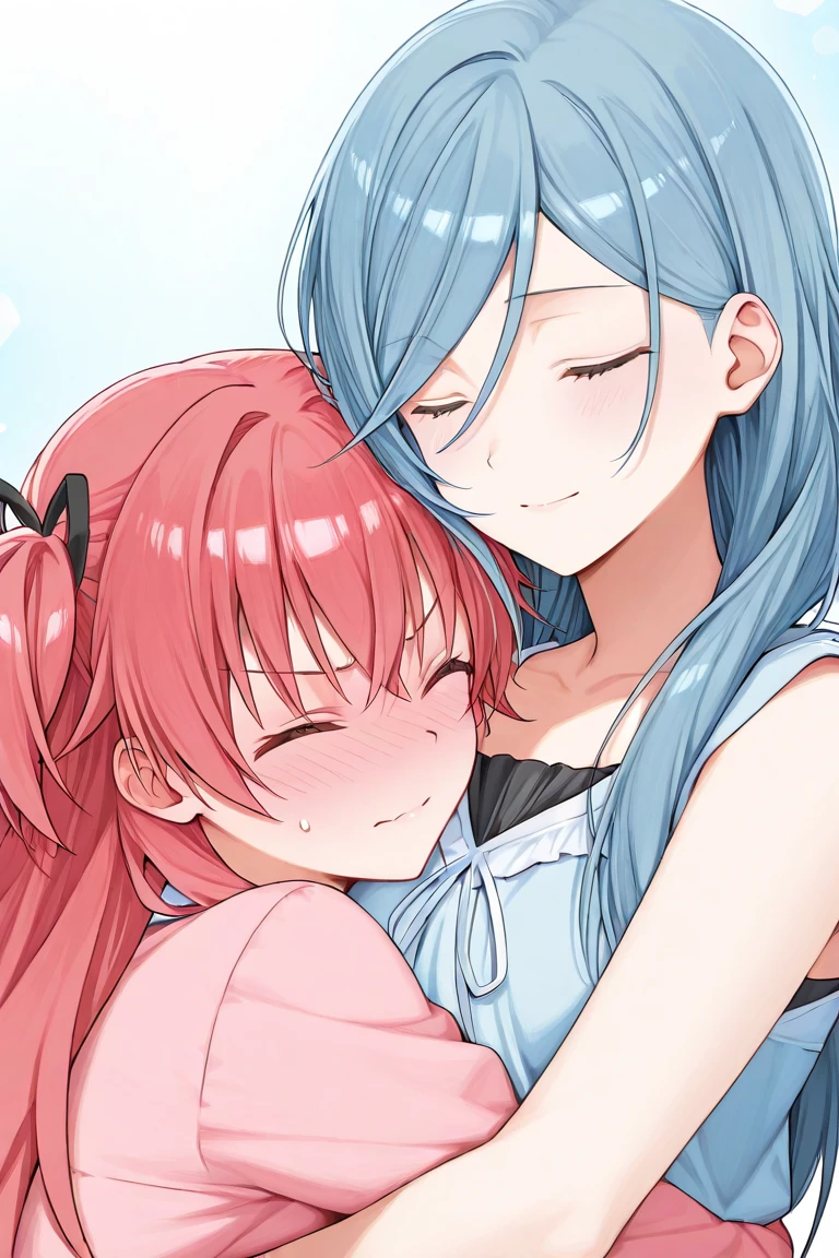 Anime characters hugging and hugging each other, Shirabii, yuruyuri, Twin-tailed, yoshitomo nara and aya takano, ( ( ( yoshinari yoh ) ) ), two beautiful anime girls, Rin, hana yata, Ecchi anime style, Gapmoe Yandere, Anime Girls, Cute Anime, Rei Hiroe, shirobako