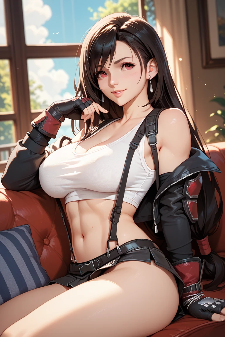 Indigenous 18 years old girl, wearing sensual corset, smiling, full body, sitting on a chair sitting with legs open