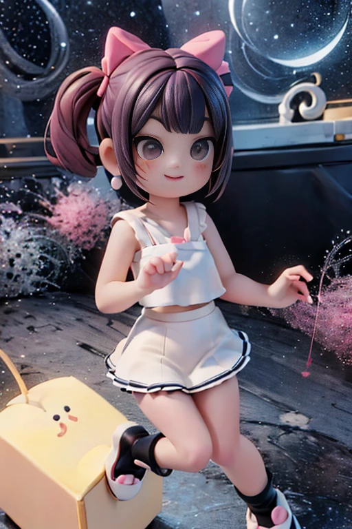 Close-up of statue of girl holding microphone in one hand, Rendering of a cute 3D anime girl, Popular topics on cgstation, Cute 3d rendering, 3d rendered figure art 8k, Anime style 3D, 3D character art, 3D characters, 3d character, gas station trends, candypunk character design, E-girls, E-girls
