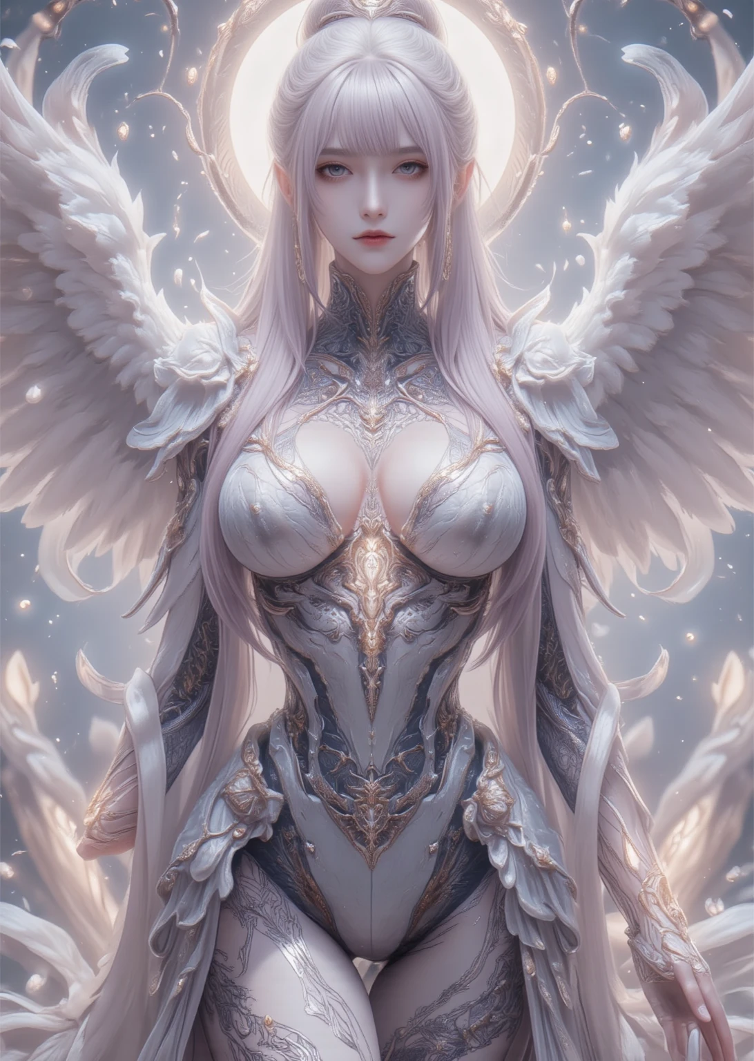 NSFW, tmasterpiece, beste-Qualit, hight resolution, Lovely sexy girl, распутная, Half-, horns demon, slit pupils, white gloves, whitedress, bare shoulders, legs spread apart, Sits, Toes between the legs , Emotions of incredible pleasure, detached collar, décolleté, Horseman, black wings, feathered wings, low wings, ssmile