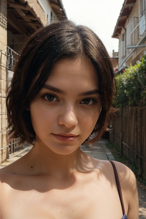 instagram photo, 21yo french woman, short hair, black hair, closeup portrait, sweater, cleavage, pale, hard shadows