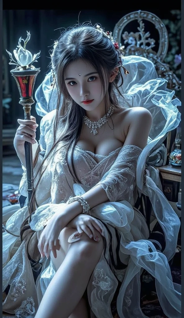 Young princess, slum, half squat, hands holding head, armpits, stiletto pointed heels, elegant and gorgeous high heels, wedding dress, beautiful face, tall and fair, jewelry, high definition 8K, perfect anatomy