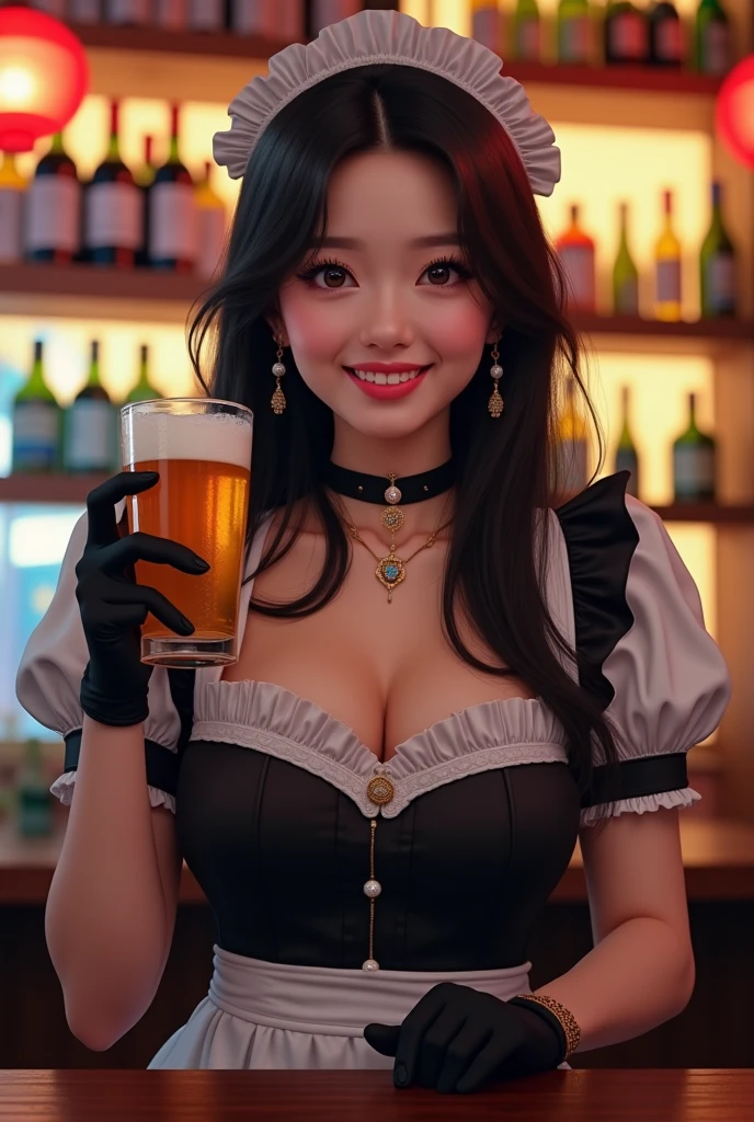 ((8K、masterpiece、RAW Photos、Live action、best qualtiy、A hyper-realistic:1.2))、(Highest Quality: 1.2)、high-definition RAW color photography、Professional Photography、Beautuful Women、独奏、(medieval fantasy style:1.2)、Detailed eyes and mouth、a blond、(large boob:1.2)、(Medieval European traveler's clothing:1.3)、A charming smile、Narrow waist、Erotic、Intricate details and beautiful lighting、Detailed mouth、Textured skin、Super Detail、high detailing、High quality、hight resolution、full body Esbian、beautiful hairl、、Fancy lighting、happily laughing、Vivid、bar、a bar counter、bone-in meat dishes