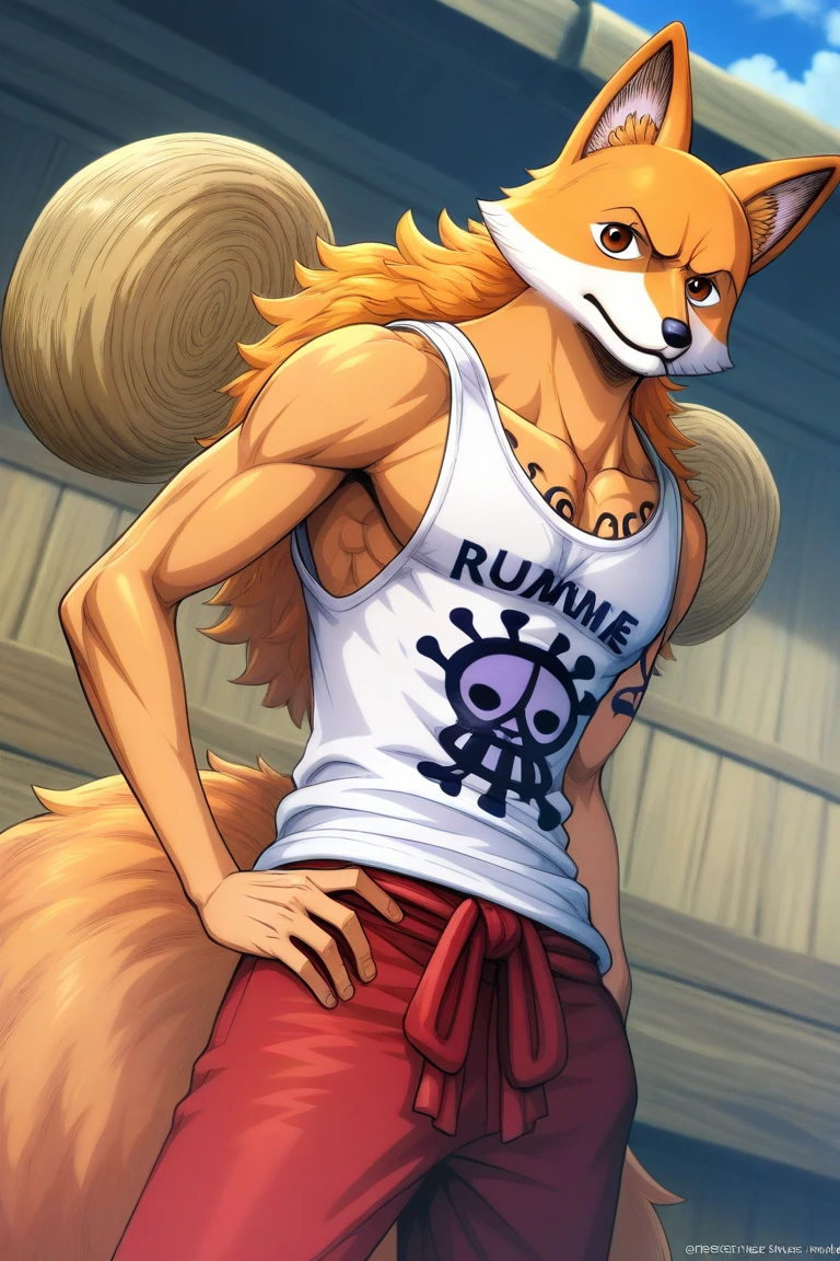 Change your clothes to orange swim briefs and change the background to a pool