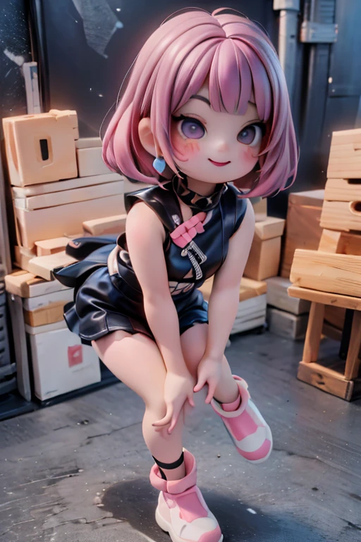 8K, cute face, cute hairstyle, masterpiece, best quality, ultra-detailed, an extremely delicate and beautiful,nsfw,blushed,toe,spread legs,pink room,on the bed with a doll,A seductive expression with tongue out