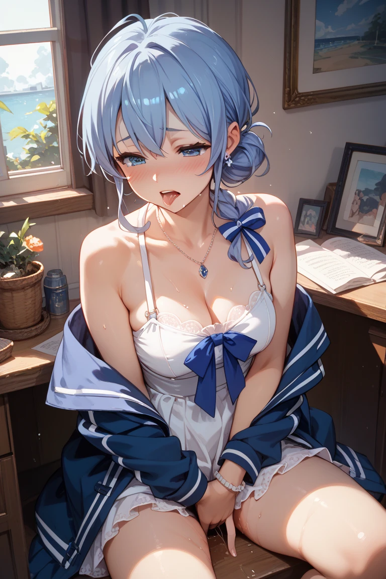 (Photorealistic:1.8, highest quality:1.8,8K masterpiece:1.8,High resolution,Mastepiece:1.8,RAW Photos,Cinematic lighting),No split screen、morning、maid Cafe、(A female store clerk wearing a maid outfit:1.5)、(Soryu Asuka Langley)、
(Completely naked、choker、Medium chest、mini skirt、Wide open chest、Beautiful thighs、Plump nipples)、
(Random hairstyle、Beautiful, shining red, blue, white, brown and silver hair:1.5)、Sparkling Blue Eyes、looks fun、Smile、holding a coffee cup、Random Pause、Random Angle