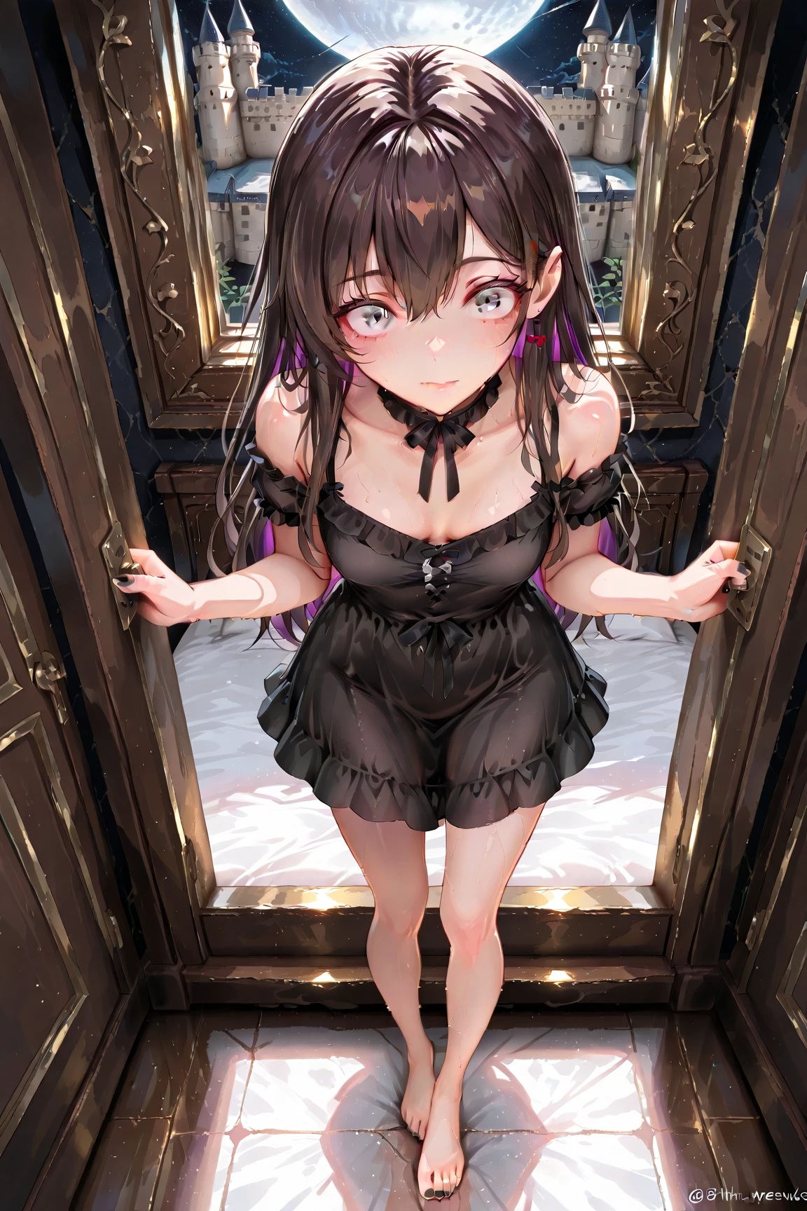NSFW,Hololive,AZKi,Multi-colored hair,Black Hair,Pink Hair,Quality long dresses,Embarrassed,blush,Luxury Room,chandelier,(Perfect hands),(Perfect Anatomy),(masterpiece),(highest quality),One man,being molested by a man,A man is touching my buttocks,I feel pleasure,In heat