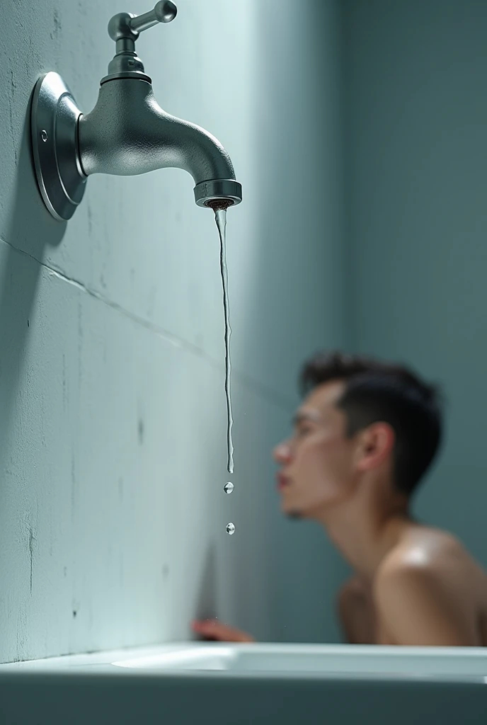 Man in the shower looking at the ceiling