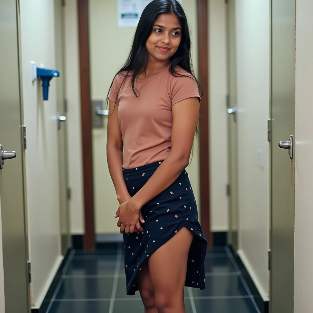 A female professor is harassed in the toilet by a black teenager.