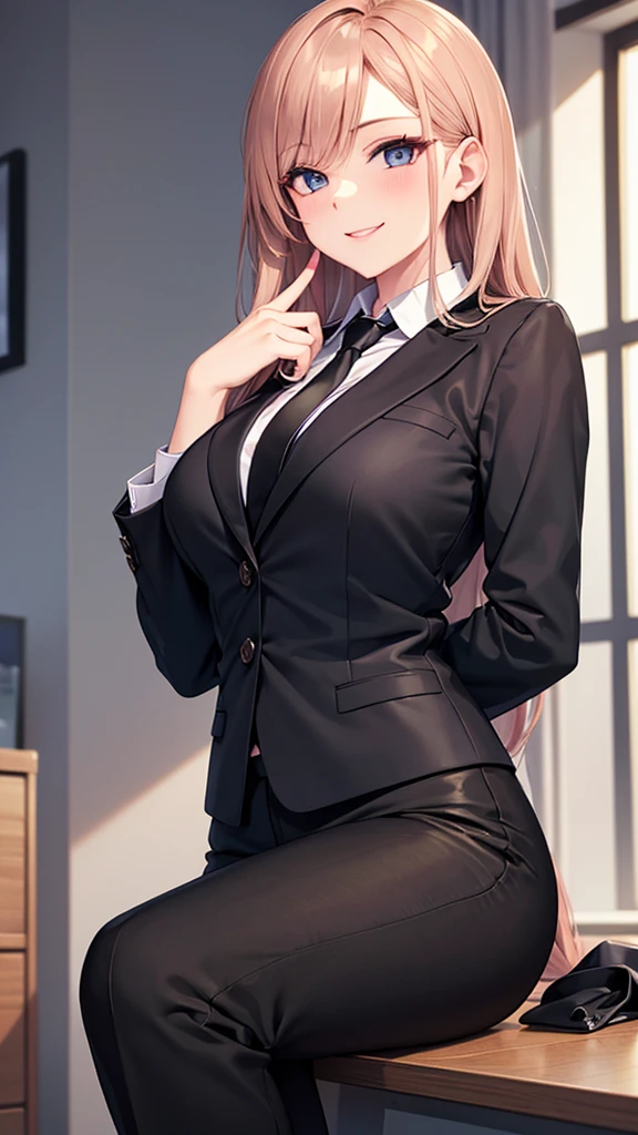 20 year old girl, black office miniskirt, white transparent blouse unbuttoned, Elf's ears, naked