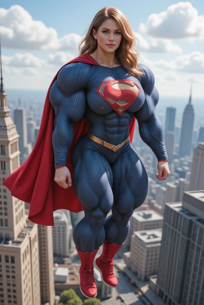 1girl,super girl, (NSFW), ((accurate anatomy)), (wide hips), ((Huge breasts)), (long legs), ((Massive Female Bodybuilder)), (((Muscular Legs))), ((((Huge Muscles)))),blonde,high res,hyper realistis, ultra detail