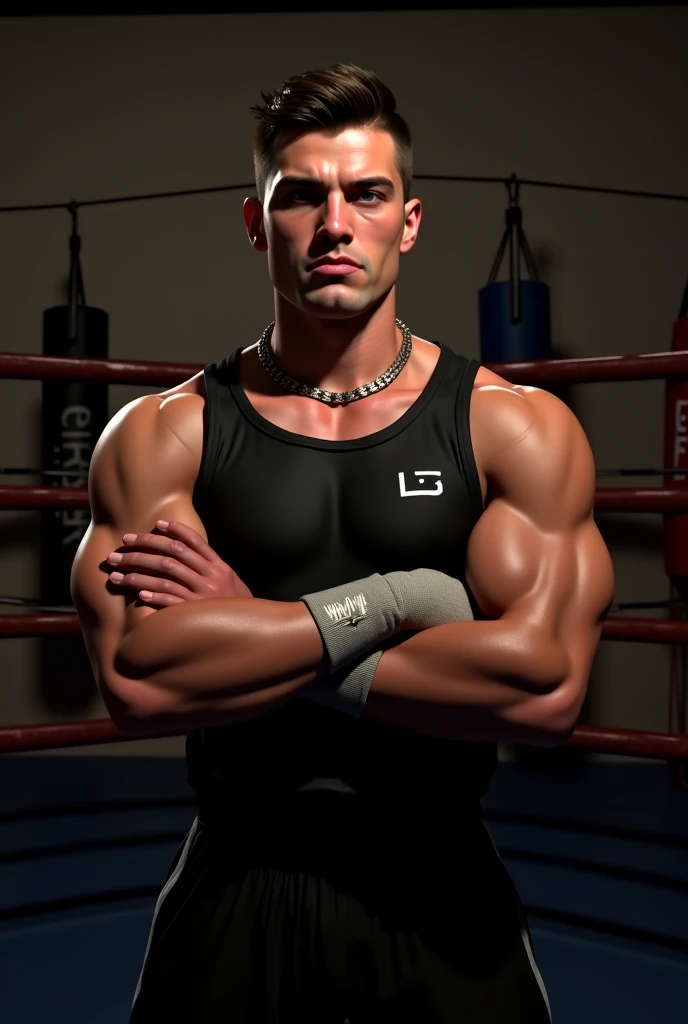 masterpiece, 1boy, adult, handsome, black hair, undercut hair, perfect face, detailed eyes and face, black eyes, clean shaved, muscular, capturing a rural atmosphere, dynamic lighting, unreal engine 5, hd picture, boxing