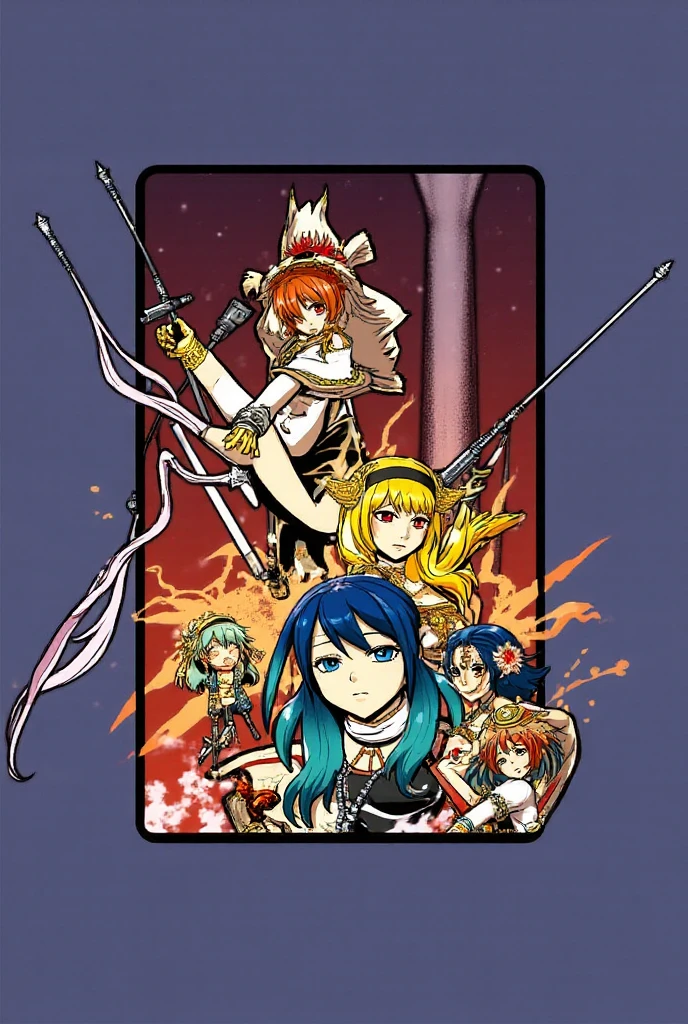 3girls, excellent lighting, sidelighting, (curvy: 1.2), vhsKeeper, background, mixed-language_text, Japanese graffiti letters, GUILTY GEAR -STRIVE style perfect(flat color: 1.3), (magazine_cover: 1.4), (multicolored_background: 1.3), striped_background, card_background, :: comix style by joe madureira ::large breasts, perfect and detailed, ultra detailed shirt with abstract design, with Japanese graffit letter print on the sides of the dress, image of full-body women fighting alongside you with powerful dragons versus alien creature full of tentacles, with immersive effects, hover effect, background graffiti style tribal tattoo with vibrant colors "ultra HDR" detailed and with focus effect, (masterpiece: 1.2, best quality),(Finely detailed eyes and detailed face with long eyelashes:1.3), in various full-body attack poses, (cute background: 1.2),futuristic costume, super detailed circular metals Clinging to the arms and pants, fantastic paintings