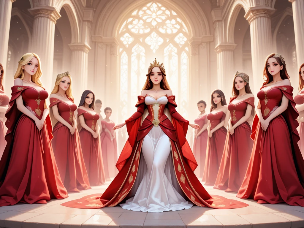 Extremely powerful strong and well endowed twenty years blonde single woman, very sophisticated noble queen empress dress costume, (fantasy extravagant opulent dress:1.5), royal opulent parade gown, full of luxury, full of confidence, giant breasts, generous cleavage, medieval fantasy setting, masterpiece, luxury atmosphere, dynamic lighting, intense contrast, inside a beautiful manor, many jewels, many layers, extremely intricate and pretentious , (pretentious:1.3), night time
