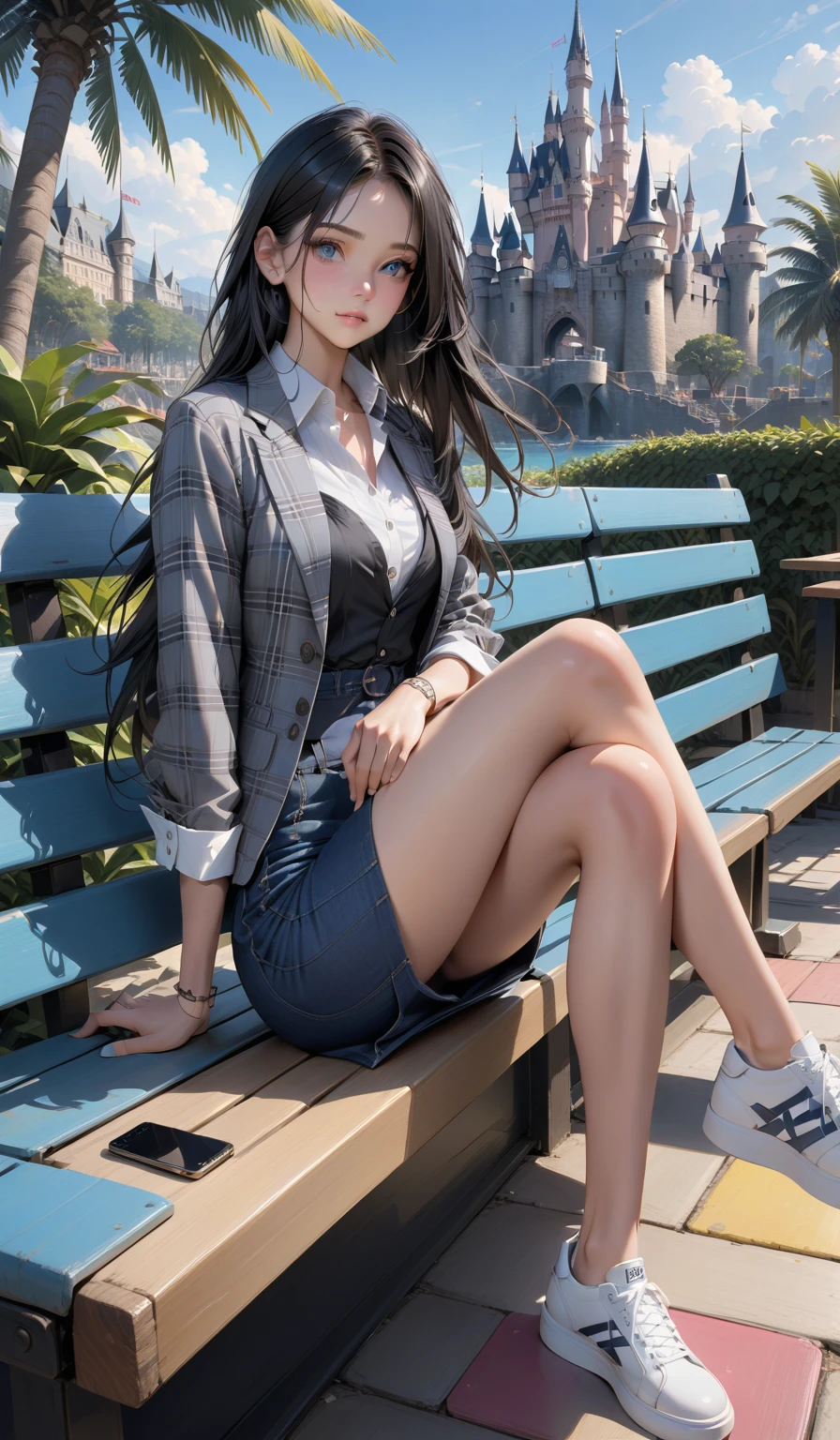 (masterpiece:1.2, Highest quality), (Realistic, photoRealistic:1.4), Beautiful illustrations, (Natural Side Lighting, Cinema Lighting), ,
(View your viewers), 1 girl, Japanese, high school girl, Perfect Face, Cute and symmetrical face, Glowing Skin, ,
(Mid-length hair, Raised ponytail, Black Hair), Hair between the eyes, blue eyes, (Middle chest, Captivating thighs, Big Ass), Earrings,
Beautiful Hair, Beautiful Face, Beautiful attention to detail, Beautiful clavicle, Beautiful body, Beautiful breasts, Beautiful thighs, Beautiful feet,
(((Navy Blazer, Close Blazer), White collared shirt with long sleeves, Grey pleated mini skirt)), Red bow tie, ,
(Beautiful views), Daytime, garden, (Look forward), (Annoyed expression, Blushing, Embarrassed expression), (((Pulling on skirt, Wind power increase))),