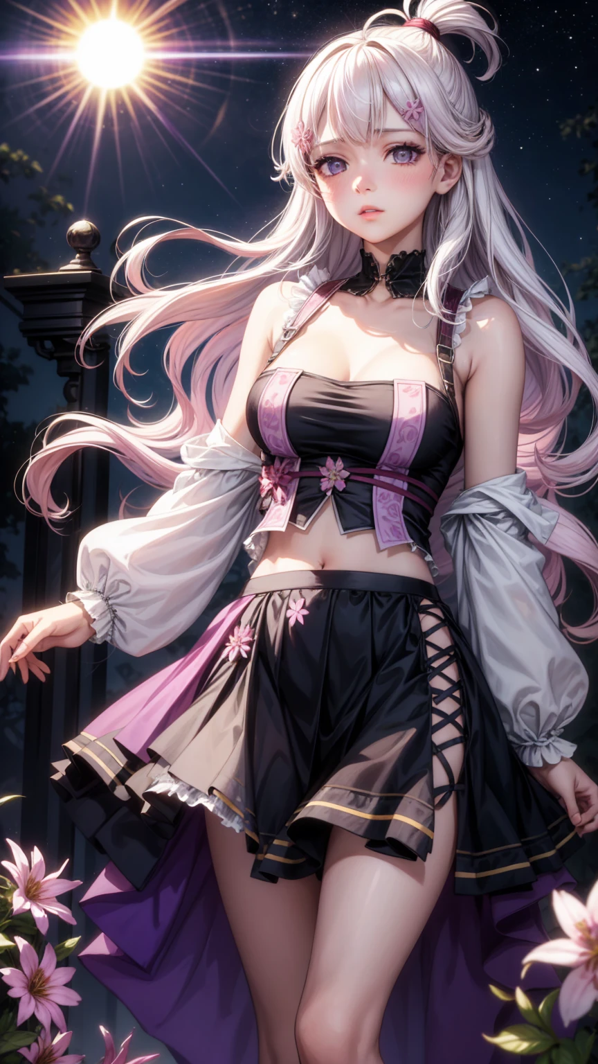 Highest quality, Highest quality, 16K, Unbelievably absurd, Very detailed, 2.5D, delicate and dynamic, magical, spooky, Cemetery, Moonlit Night, storm, thunderstorm, Scary Sky, Tiny faint lights and colorful lights, A lot of bats, 巨大な複雑な模様のmagic陣, magic, Small face, Very delicate facial expressions, Delicate eye depiction, Upper body close-up,, erotic, dynamic sexy poses, One sexy woman, Healthy body shape, 24-year-old woman, doaxvv: marie rose, witch, Height: 170cm, huge firm bouncing busts, , blonde very long wavy hair, twin tail,, Glaring at the camera, Looking up, Invincible laughter, A complex, gothic-style long dress, , Green long skirt, garter belt, Brown Loafers, Standing Alone