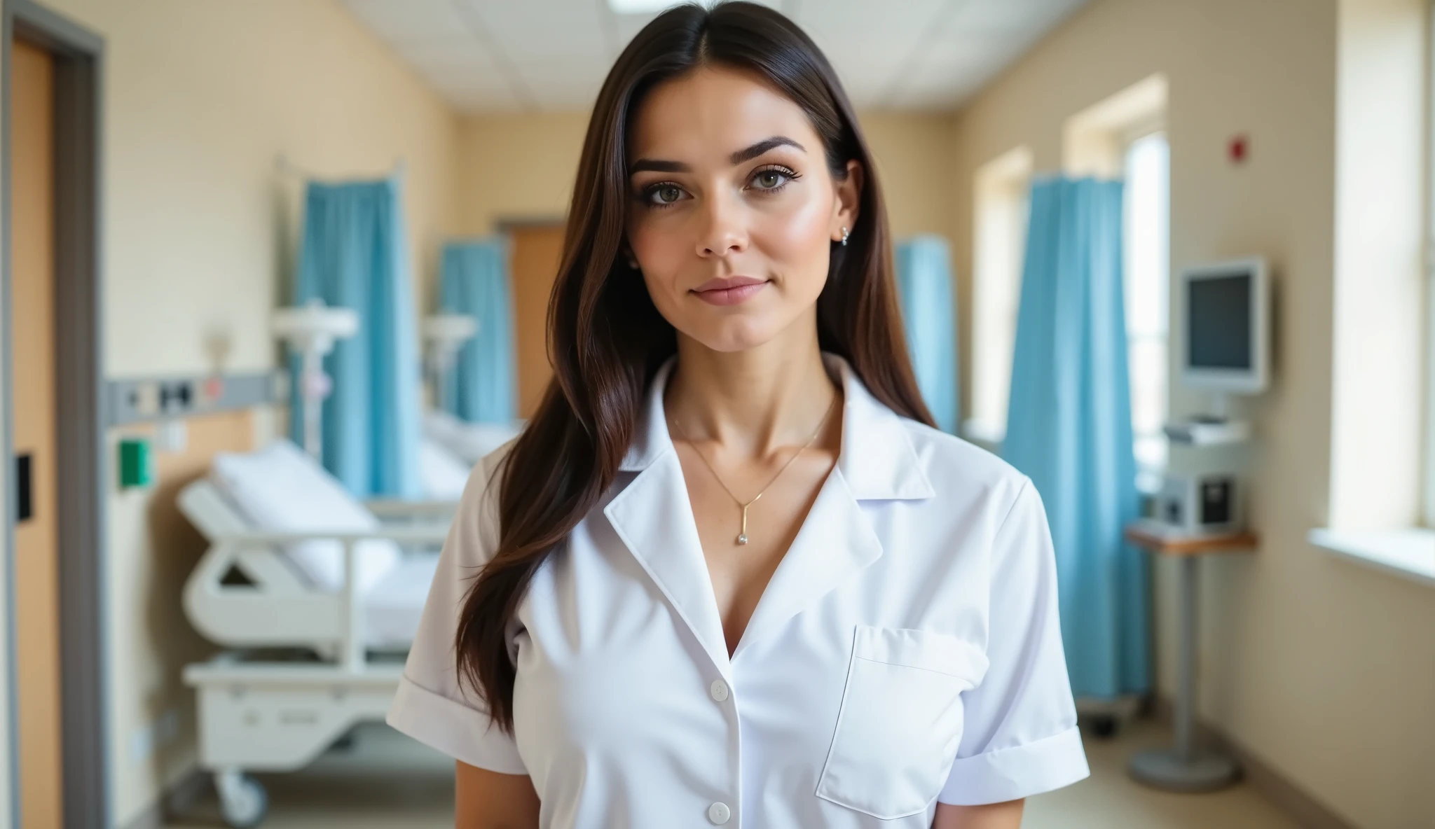 beautiful 50 year old female doctor in the emergency room
